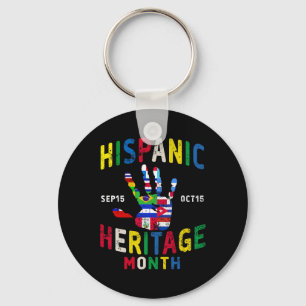 Hispanic Heritage Month Handprint Latino Countries Keychain