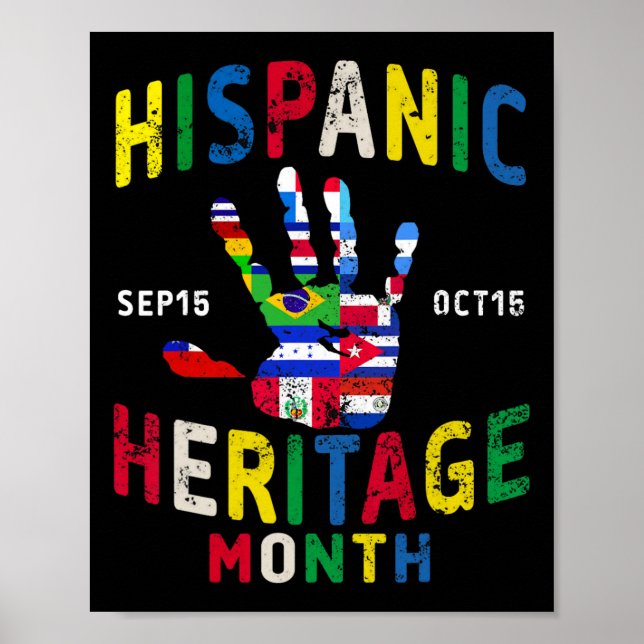 Hispanic Heritage Month Handprint Latino Countries Poster (Front)