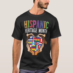 Hispanic Heritage Month Hands Heart Flags Men Wome T-Shirt