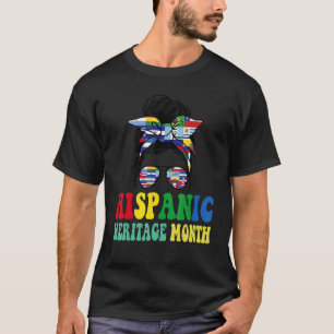 Hispanic Heritage Month Latin Countries Map Flags T-Shirt