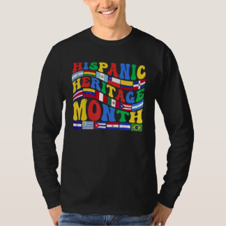 Hispanic Heritage Month Latino Countries Flag Retr T-Shirt