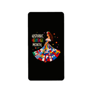 Hispanic Heritage Month Latino Countries Flags Label
