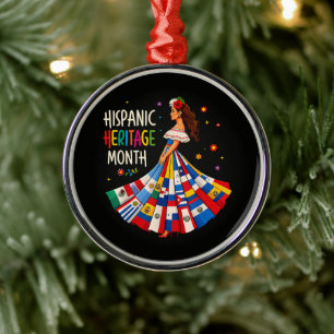 Hispanic Heritage Month Latino Countries Flags Metal Ornament
