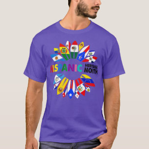 Hispanic Heritage Month Latino Countries Flags Sun T-Shirt