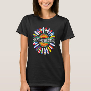 Hispanic Heritage Month Latino Countries Flags Sun T-Shirt