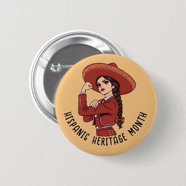Hispanic Heritage Month Mariachi 2 Inch Round Button (Front & Back)