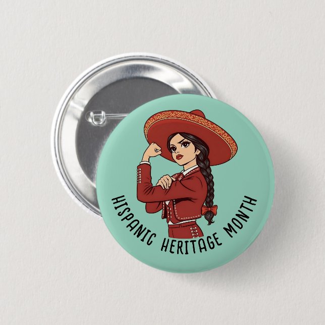 Hispanic Heritage Month Mariachi 2 Inch Round Button (Front & Back)
