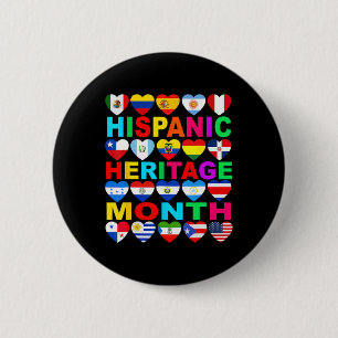 Hispanic Heritage Month National Latino Countries  2 Inch Round Button