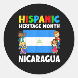 Hispanic Heritage Month Nicaragua Flag Boys Girls Classic Round Sticker