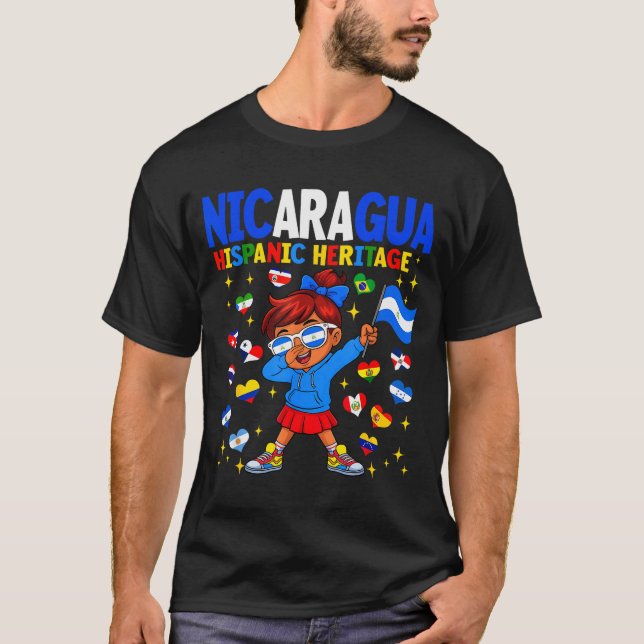 Hispanic Heritage Month Nicaragua Flag Nicaraguan  T-Shirt (Front)