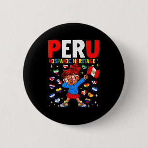 Hispanic Heritage Month Peru Flag Peruvian Girl Ki 2 Inch Round Button