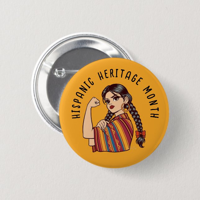 Hispanic Heritage Month Sarape 2 Inch Round Button (Front & Back)