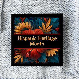 Hispanic Heritage Month Square Pinback 2 Inch Square Button