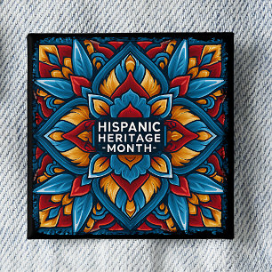Hispanic Heritage Month Talavera Tile Pinback 2 Inch Square Button