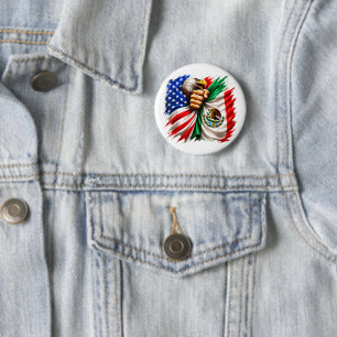 Hispanic Heritage Month USA Mexico Flag 2 Inch Round Button