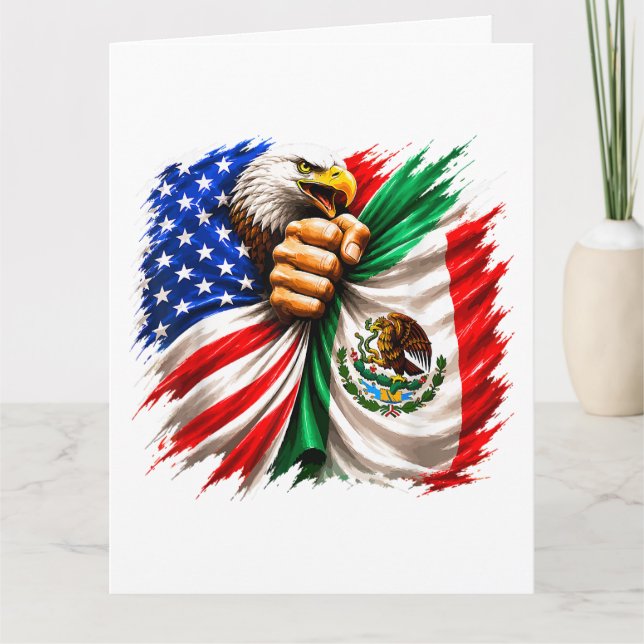 Hispanic Heritage Month USA Mexico Flag Card (Front)