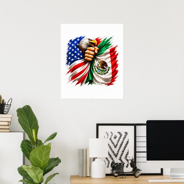 Hispanic Heritage Month USA Mexico Flag Poster (Home Office)