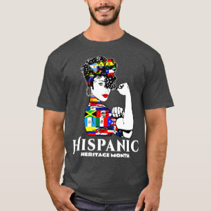 Hispanic Heritage Month Woman Latino Countries Fla T-Shirt