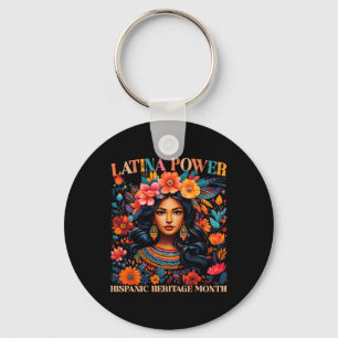 Hispanic Heritage S Latina Power Flowers Women Gir Keychain