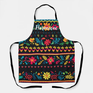 Hispanic Inspired Pattern Custom Name Apron