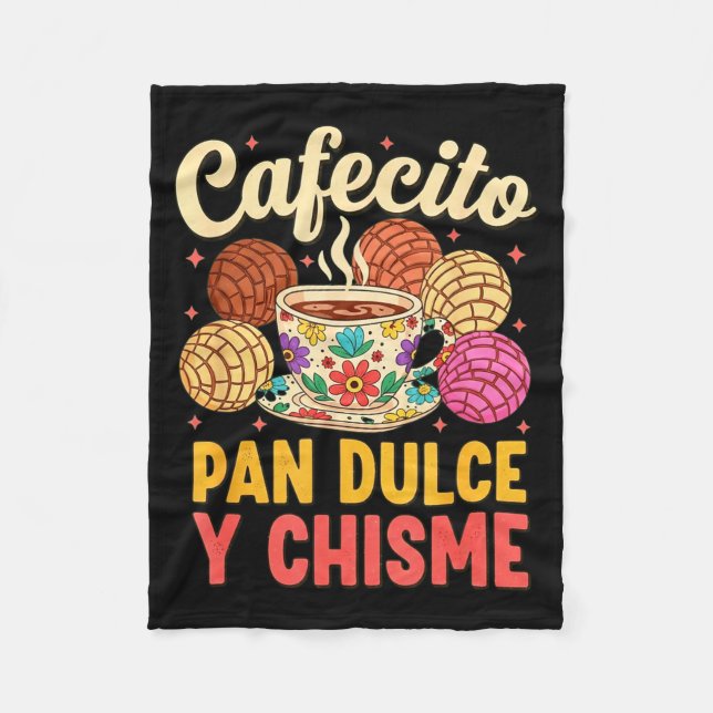 Hispanic mexican concha coffee cafecito pan dulce fleece blanket (Front)