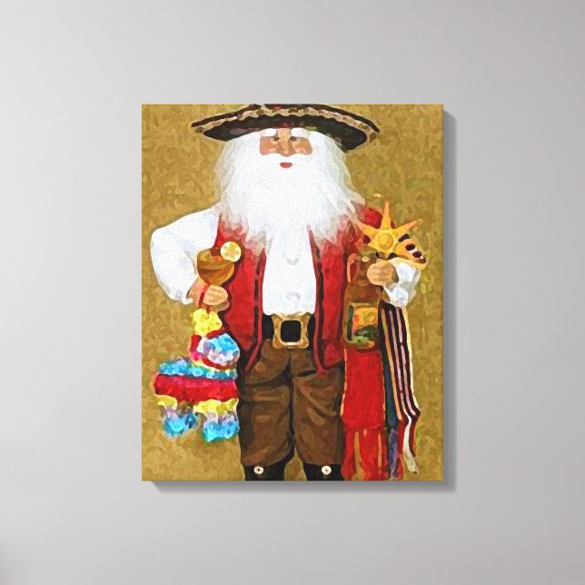 Hispanic Mexican Southwestern Texan Santa Claus Canvas Print (Front)
