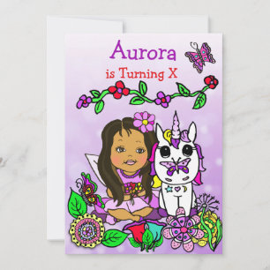 Hispanic or African-American Fairy Birthday Invitation