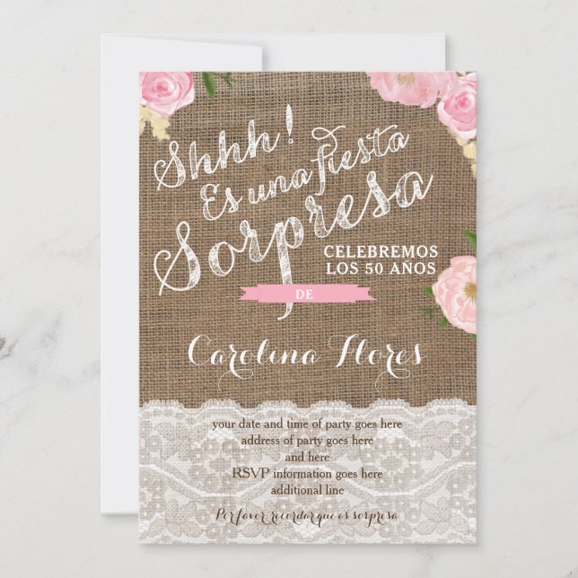 Hispanic Surprise carte invitation pour femme (Devant)