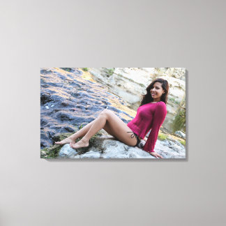 Hispanic Woman Creek Canvas Print