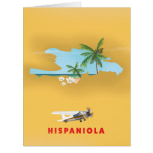 Hispaniola Map illustrated print.