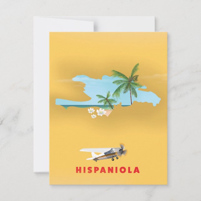Hispaniola Map illustrated print. (Front)