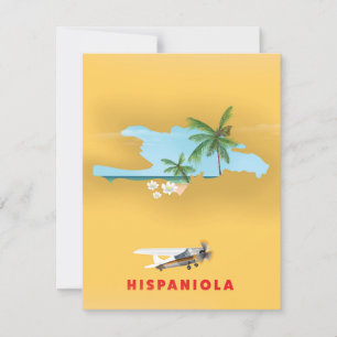 Hispaniola Map illustrated print.