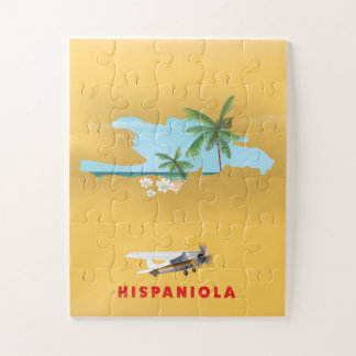 Hispaniola Map illustrated print. Jigsaw Puzzle