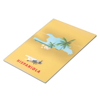 Hispaniola Map illustrated print. Notepad