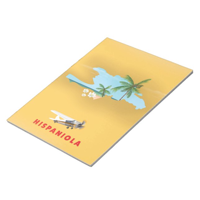 Hispaniola Map illustrated print. Notepad (Angled)