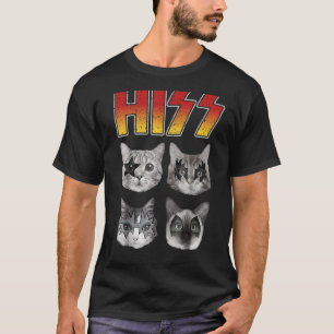HISS Cat  Cats Kittens Rock Music Cat  Hiss T-Shirt