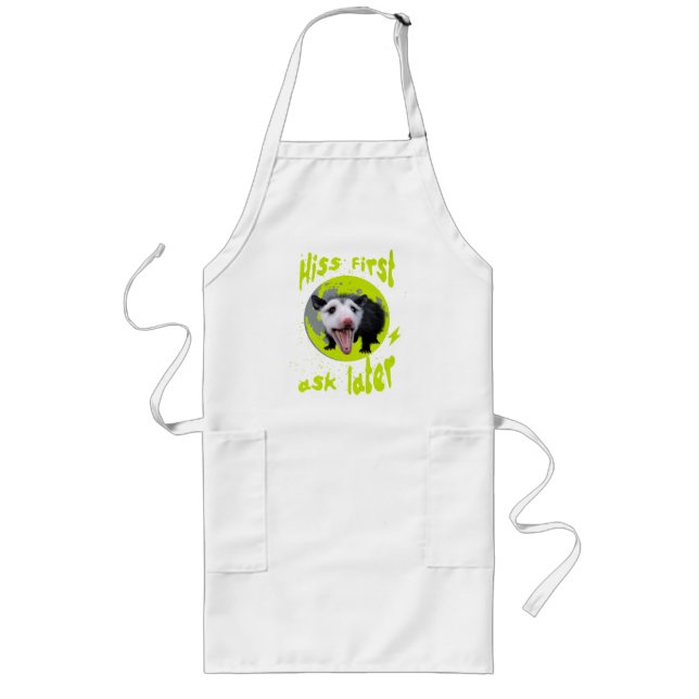 Hiss First Ask Later Funny Opossum Humour  Long Apron (Front)