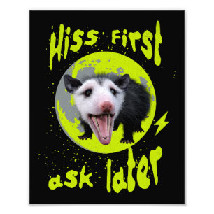 Hiss First Ask Later Funny Opossum Humour Photo Print