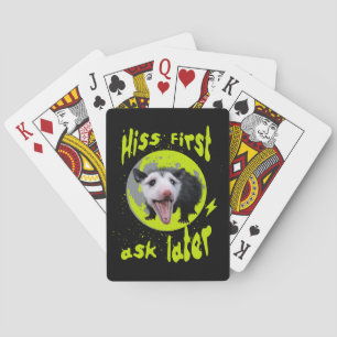 Hiss First Ask Later Funny Opossum Humour  Playing Cards