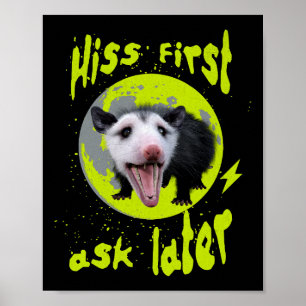 Hiss First Ask Later Funny Opossum Humour Poster