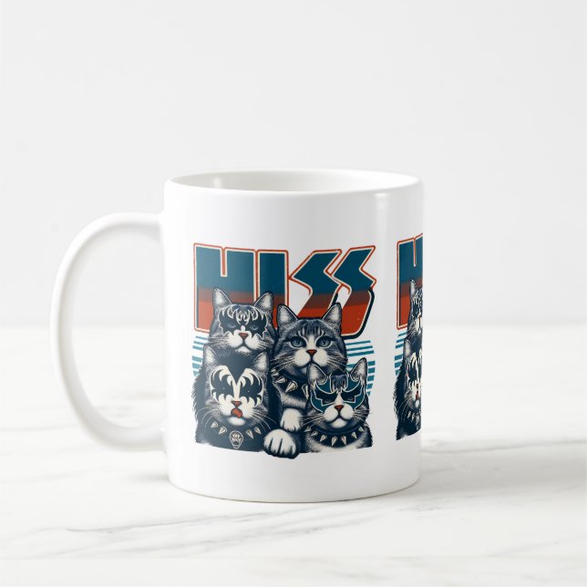 HISS Funny Cat Band Parody Cat Lovers & Pet Owners Coffee Mug (Left)