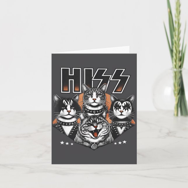 Hiss Funny Cats Kittens Rock Rockin Funny Cat  Card (Front)