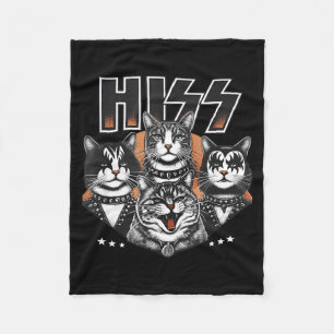 Hiss Funny Cats Kittens Rock Rockin Funny Cat  Fleece Blanket