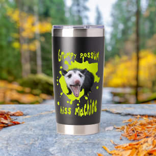Hiss Machine Funny Grumpy Opossum Feral Humour Insulated Tumbler