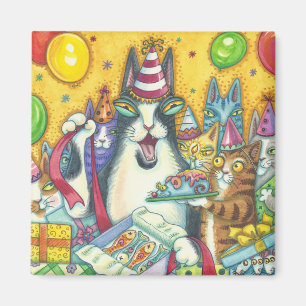 Hiss N' Fitz Cat BIRTHDAY MAGNET Square *Customize