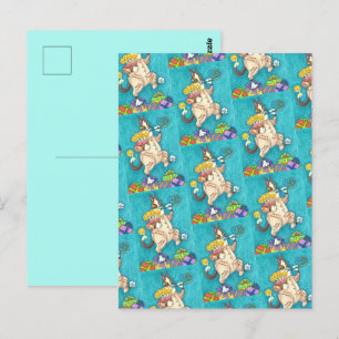 HISS N' FITZ CAT IN BIRTHDAY SUIT, CAKE & CANDLES POSTCARD