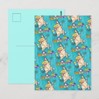 HISS N' FITZ CAT IN BIRTHDAY SUIT, CAKE & CANDLES POSTCARD