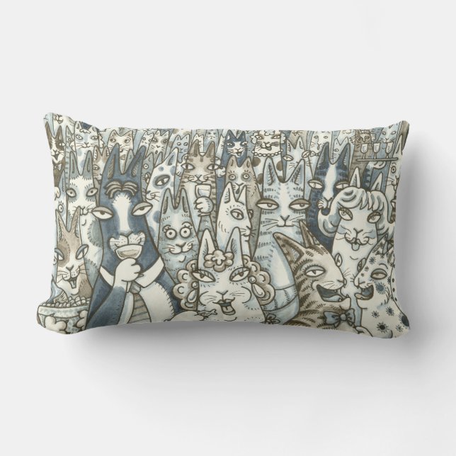 Hiss N' Fitz CAT PARTY LUMBAR PILLOW Customize (Front)