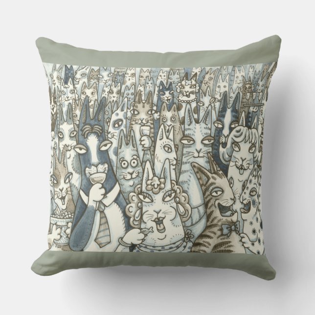 Hiss N' Fitz CAT PARTY THROW PILLOW Cotton (Front)