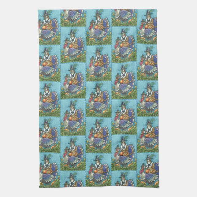 HISS N FITZ CAT, THANKSGIVING TURKEY KITCHEN TOWEL (Vertical)